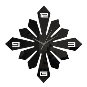 Часы - наклейка "Геометрическое солнце", 40 х 40 см, 1 ААА, черные