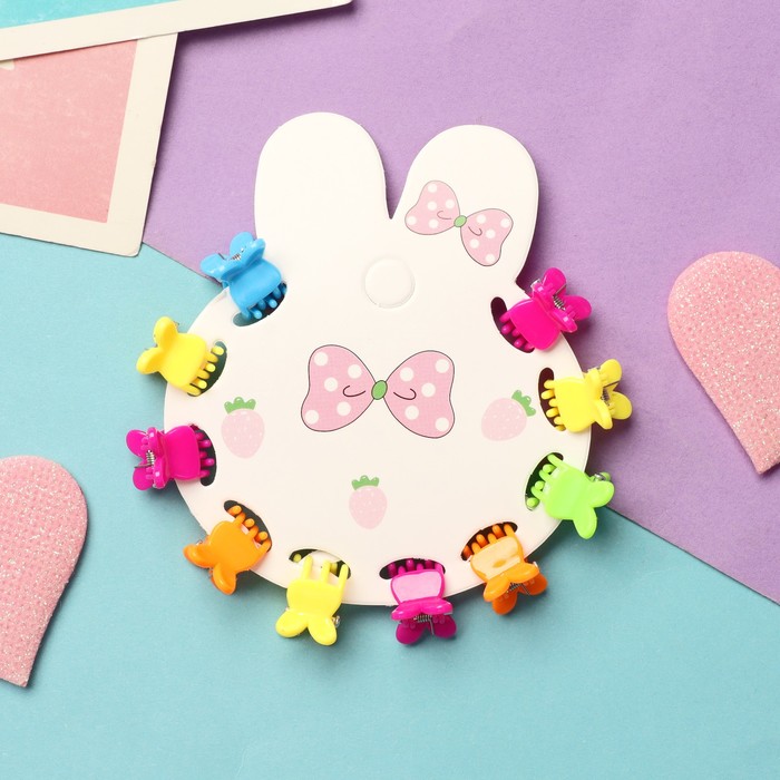 

Краб для волос "Куклёнок" (набор 10 шт) бабочки, 1,4 см, микс