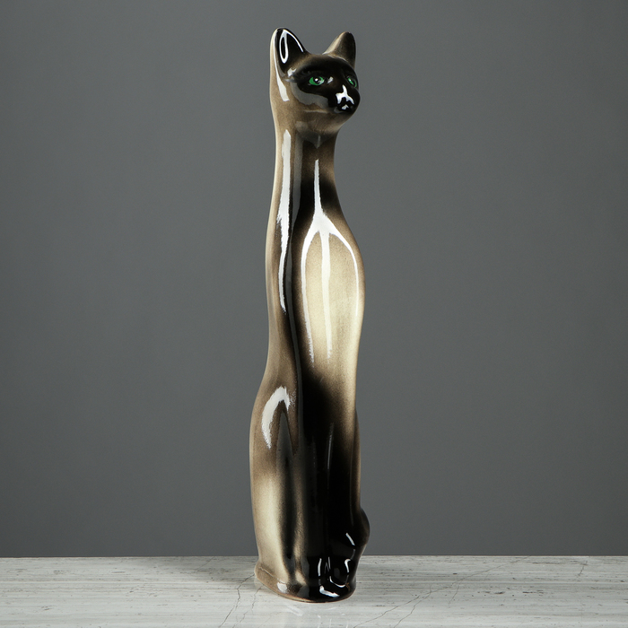 Копилка "Кот" малая, задувка, глянец, серая