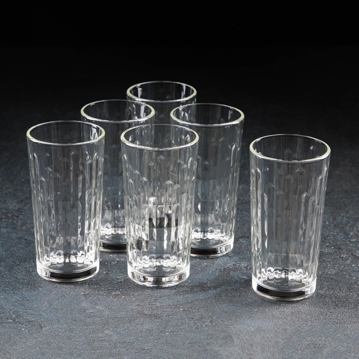 цена Набор высоких стеклянных стаканов «Асимметрия», 230 мл, 6 шт
