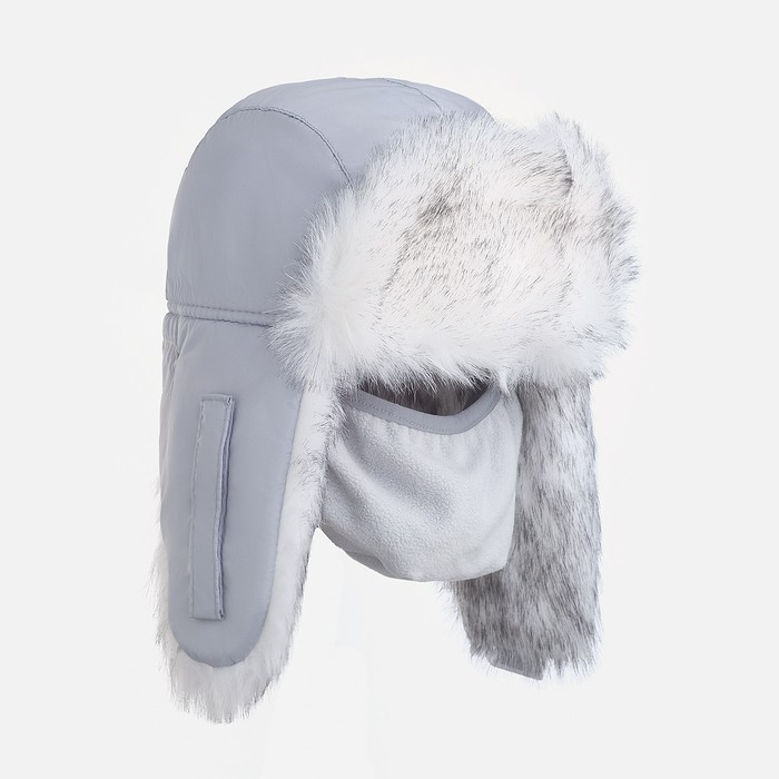 

Шапка-ушанка "Волк" с маской, ткань - таслан, Polar Fleece 180 гр/м2, белая, р. 58-60