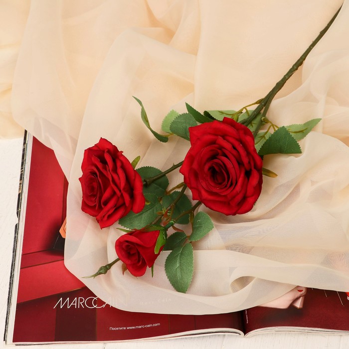 Цветы искусственные Роза шарм 8х58 см, красный цветы искусственные роза эстетик 10х49 см красный