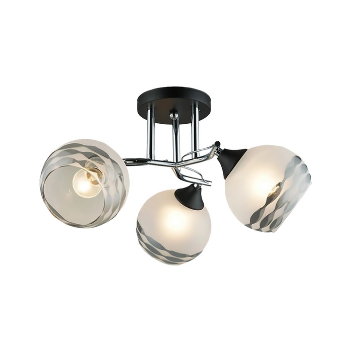 

Люстра ЭкономСвет 12139/3BK+CR WT, E27, 3x60Вт, цвет хром, чёрный