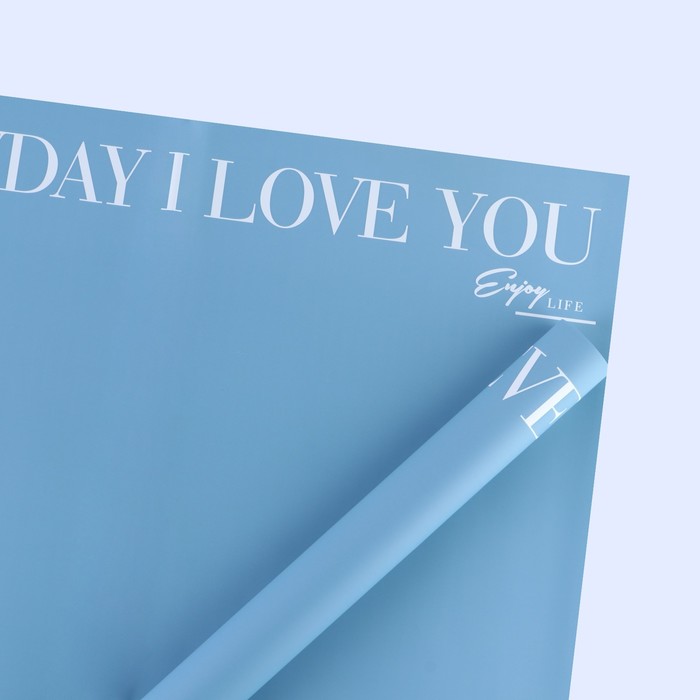Бумага влагостойкая двухсторонняя «Love you», голубой, 58 × 58 см