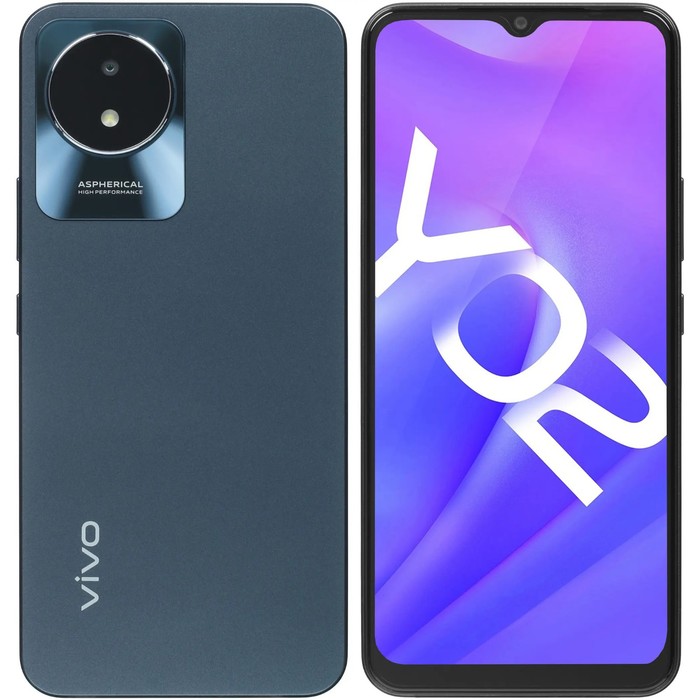 Смартфон Vivo Y02, 6.51'', 2 Гб, 32 Гб, 8 Мп, 5 Мп, 2 Sim, LTE, 5000 мАч, серый