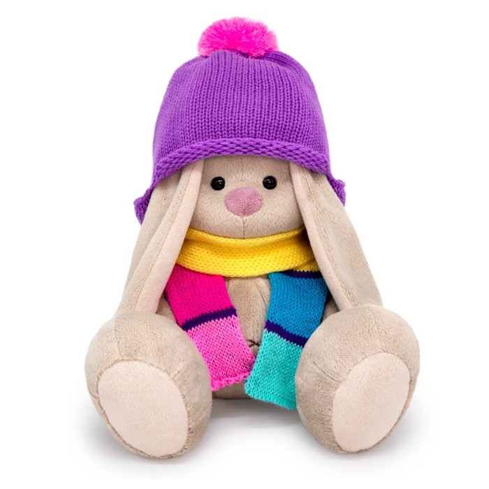 Мягкая игрушка «Зайка Ми в шапке и полосатом шарфе», 23 см фото
