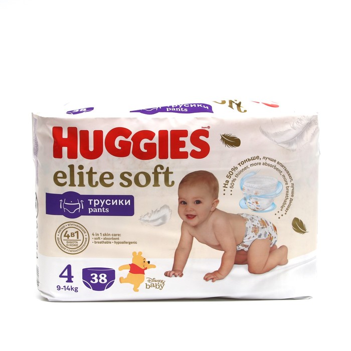 Трусики-подгузники Huggies Elite Soft 4 (9-14кг), 38 шт. трусики подгузники huggies classic 4 9 14кг 15 шт