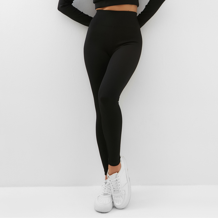 Леггинсы спортивные женские MINAKU цвет чёрный, размер 42