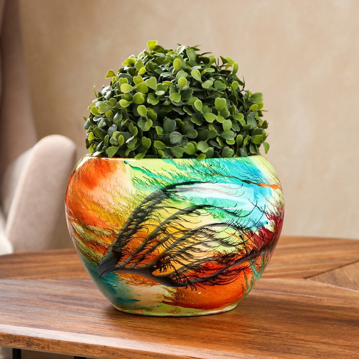Кашпо Весна, зеленое, керамика, 3.8 л, 1 сорт, Иран горшок для цветов призма бежевый керамика 2 л 1 сорт иран