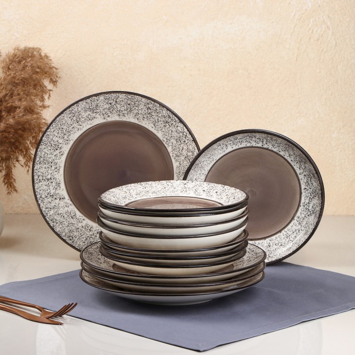 Набор посуды "Арабская ночь", 12 шт, керамика, серый, Иран