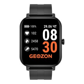 Смарт-часы Geozon Runner G-SM12PNK, уведомления, пульс, сон, давление, кислород, черные Ош