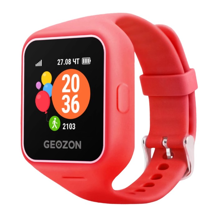 Детские смарт-часы Geozon Life G-W12RED, 1.4, SOS, звонки, камера, геозоны, красные умные часы geozon g kids life g w12red