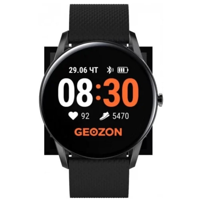 Смарт-часы Geozon Fly G-SM16BLK, уведомления, пульс, сон, давление, кислород, черные