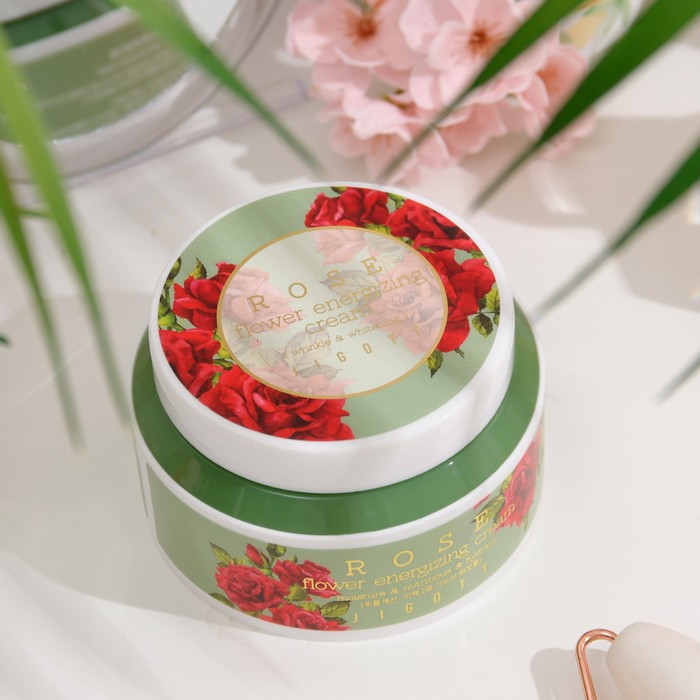 фото Крем для лица jigott с экстрактом розы rose flower energizing cream, 100 мл