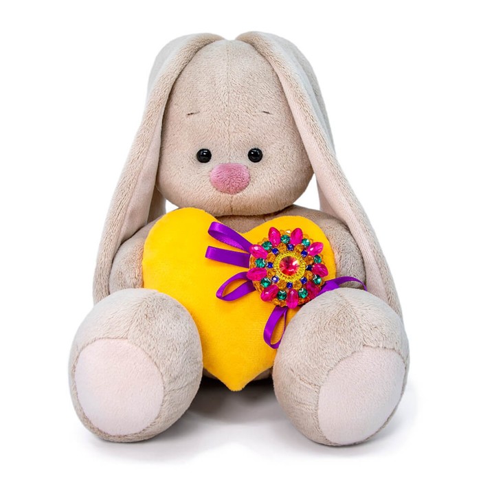 Мягкая игрушка «Зайка Ми с сердечком с брошкой», 23 см мягкая игрушка мишка с голубым сердечком 23 см