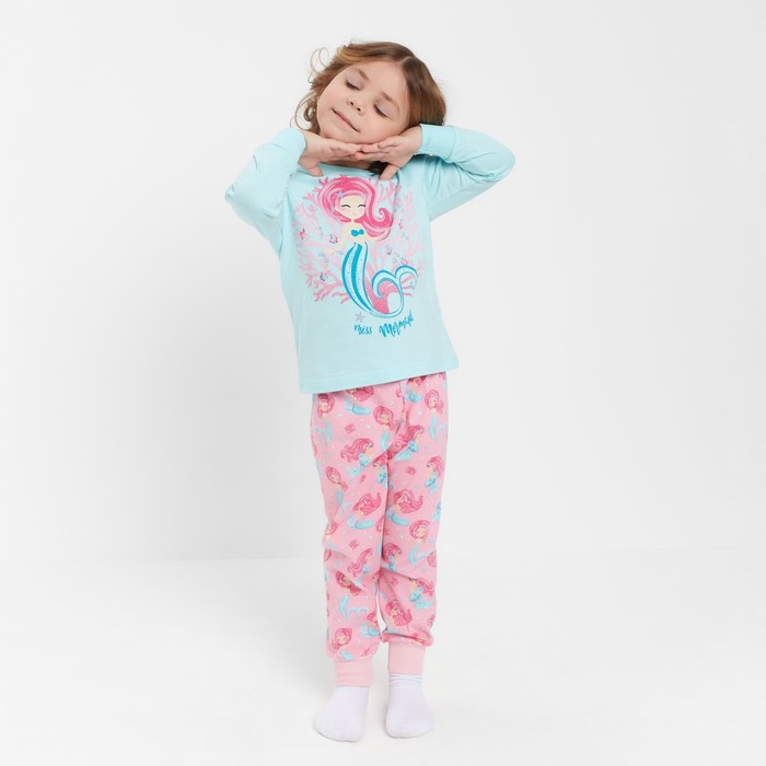 Пижама для девочки, цвет розовый/мятный, рост 116-122 см