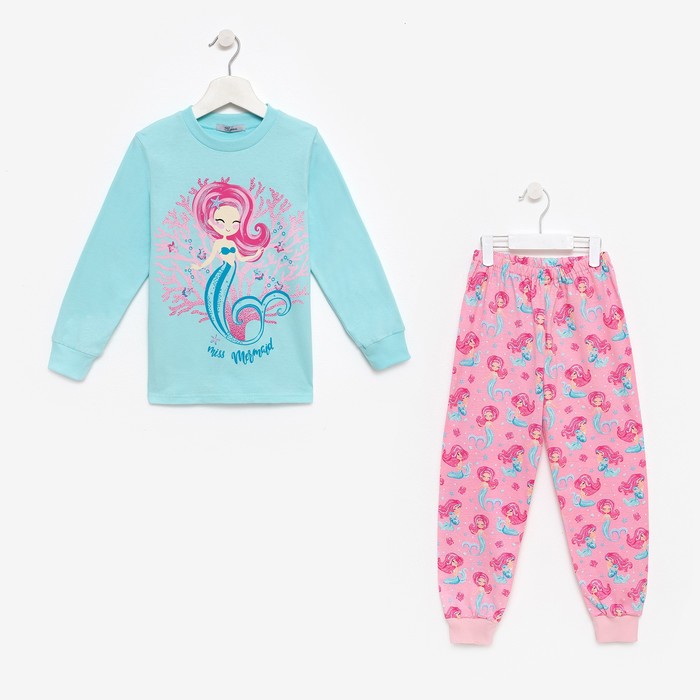 Пижама для девочки, цвет розовый/мятный, рост 80-86 см