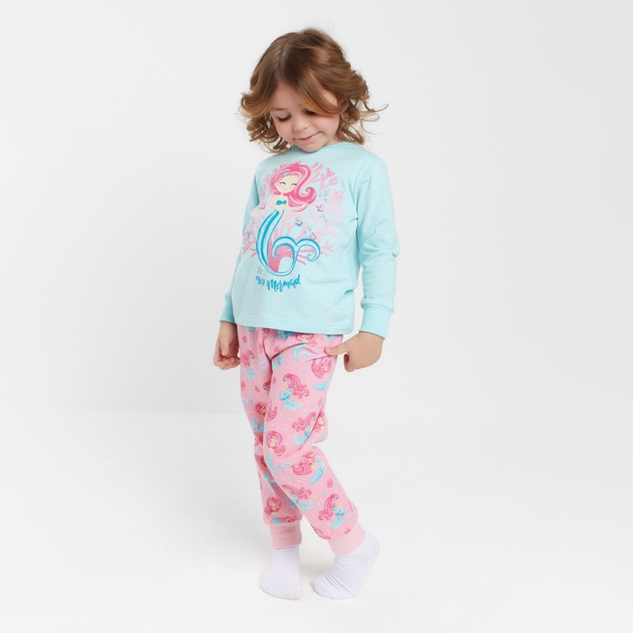 Пижама для девочки, цвет розовый/мятный, рост 92-98 см