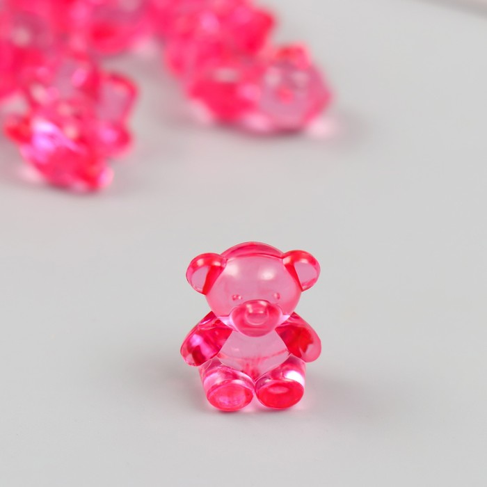 Декор для творчества пластик Медвежонок ярко-розовый набор 25 шт 1,8х1,5х1 см декор для творчества пластик розовый пёсик набор 10 шт 2