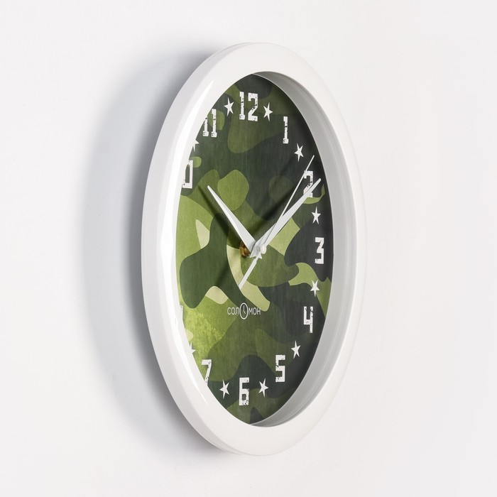 фото Часы настенные, интерьерные, "камуфляж", бесшумные, d-28 см соломон