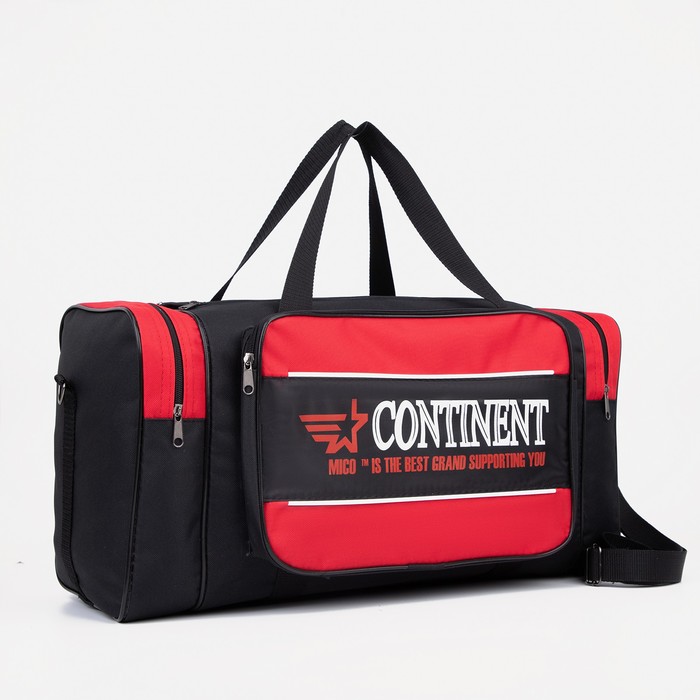 фото Сумка спортивная на молнии, 3 наружных кармана, цвет чёрный/красный сарабелла