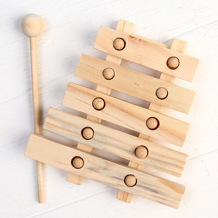 Игрушка музыкальная «Ксилофон», 5 тонов, 1 палочка, 14х13,2 см деревянные игрушки rntoys ксилофон окрашенный 12 тонов