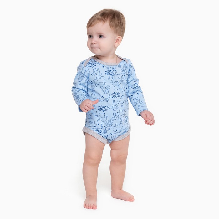 Боди для мальчика, цвет голубой, рост 86 см (1,5г)