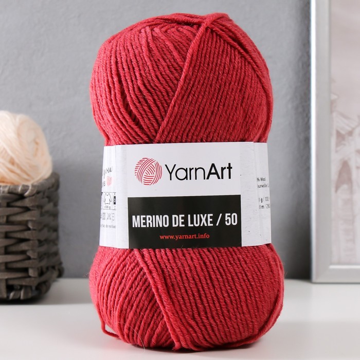 Пряжа "Merino de luxe 50" 50% шерсть, 50% акрил 280м/100г (570 брусничный)