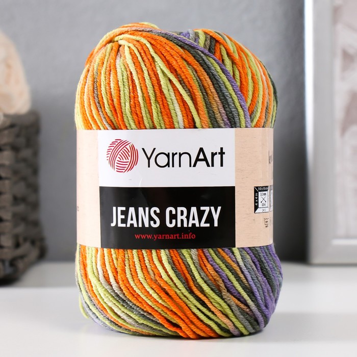 

Пряжа "Jeans crazy" 55% хлопок, 45% акрил 160м/50гр (8213 серый-зеленый)