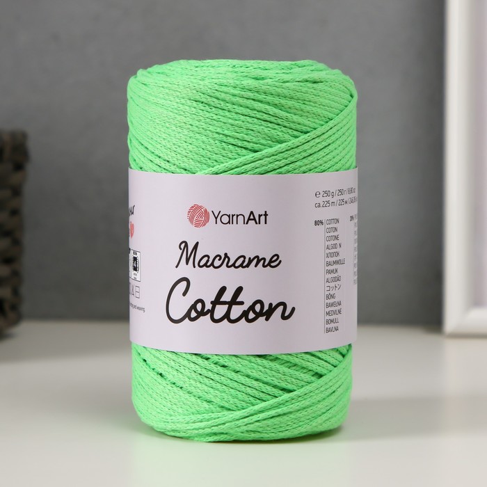 

Пряжа "Macrame Cotton" 20% полиэстер, 80% хлопок 225м/250гр (802 зеленый)