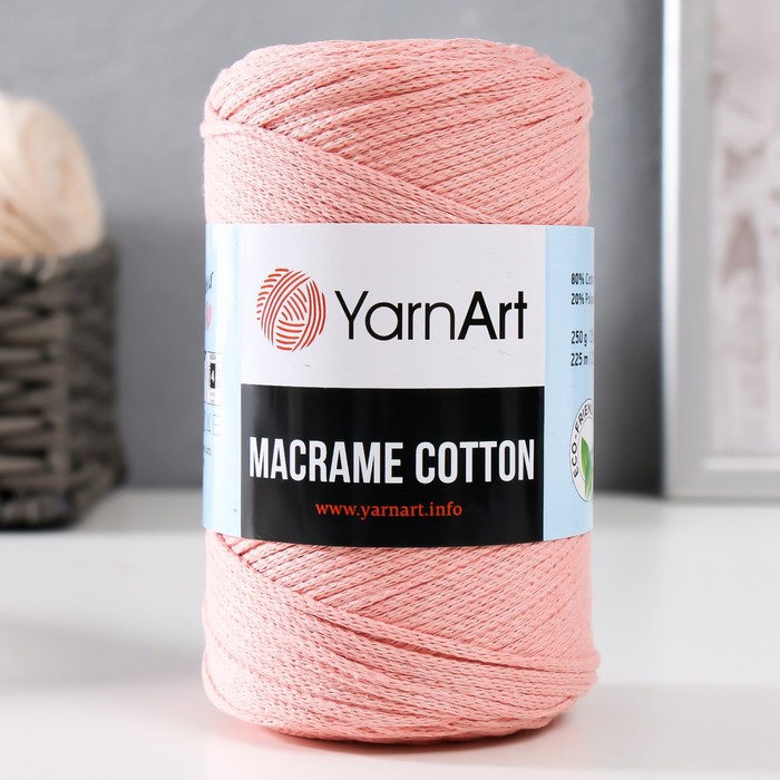 

Пряжа "Macrame Cotton" 20% полиэстер, 80% хлопок 225м/250гр (767 розовая пудра)