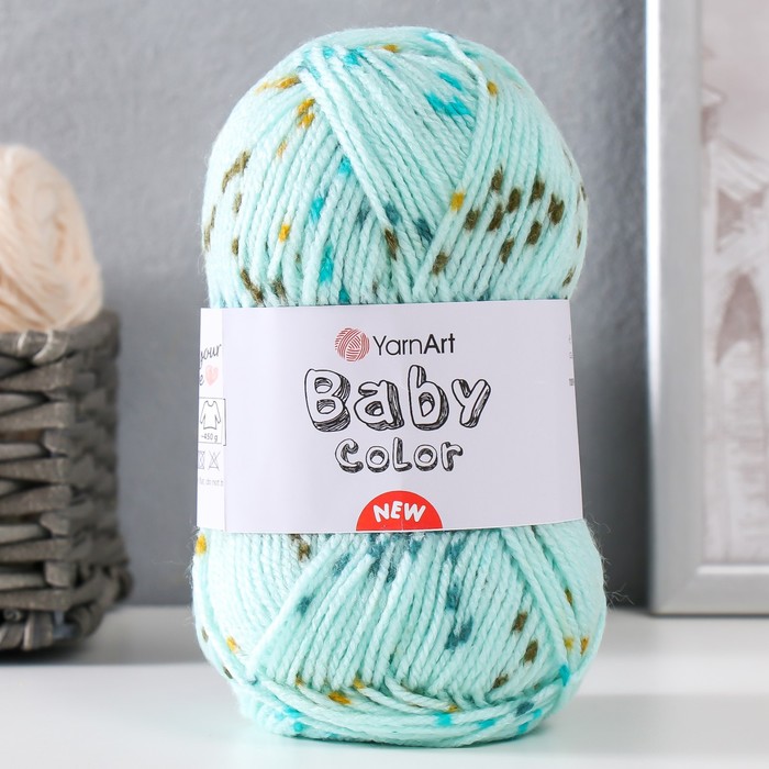 

Пряжа "Baby color" 100% акрил 150м/50гр (209 бирюза/крап)