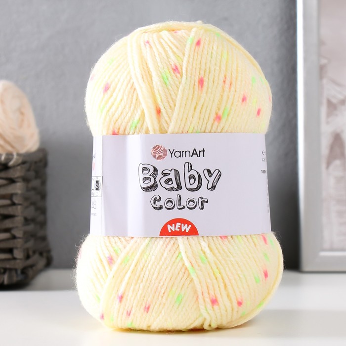 

Пряжа "Baby color" 100% акрил 150м/50гр (219 желтый/крап)