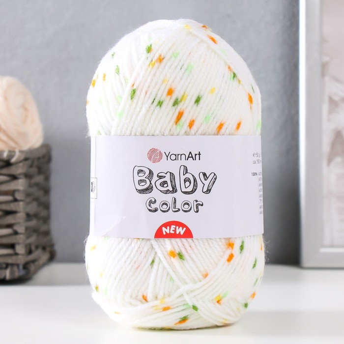 

Пряжа "Baby color" 100% акрил 150м/50гр (202 молочн-зел)