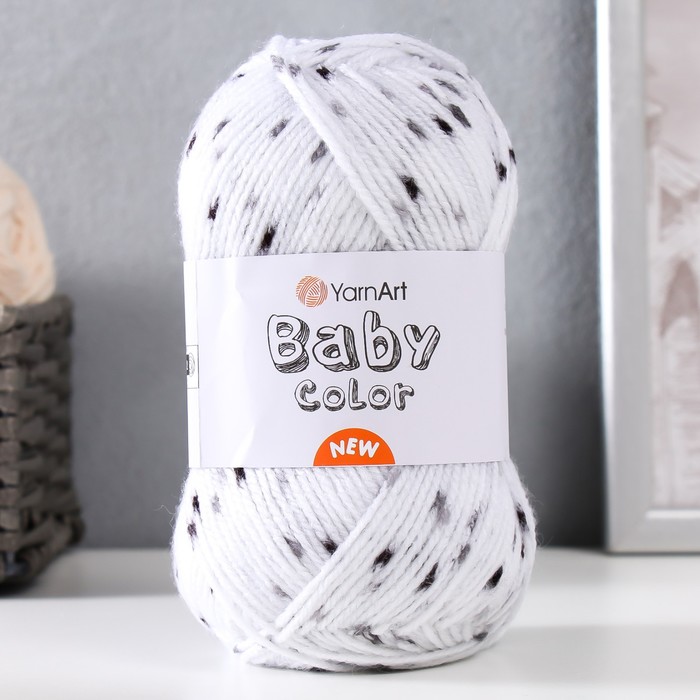 

Пряжа "Baby color" 100% акрил 150м/50гр (205 белый-черный)