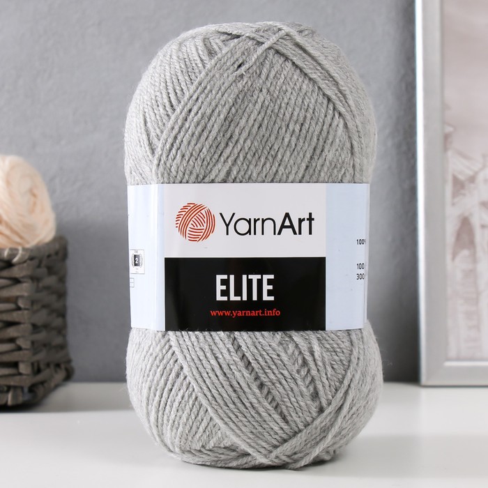 

Пряжа "Elite" 100% акрил 300м/100г (804 св.серый)