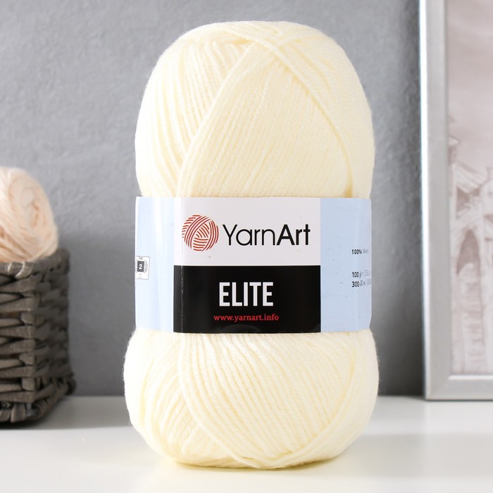 

Пряжа "Elite" 100% акрил 300м/100г (851 молочный)