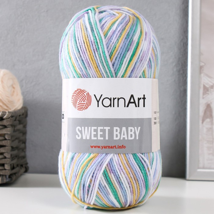 

Пряжа "Sweet Baby" 100% акрил 300м/100г (913 зел-желт-астра)