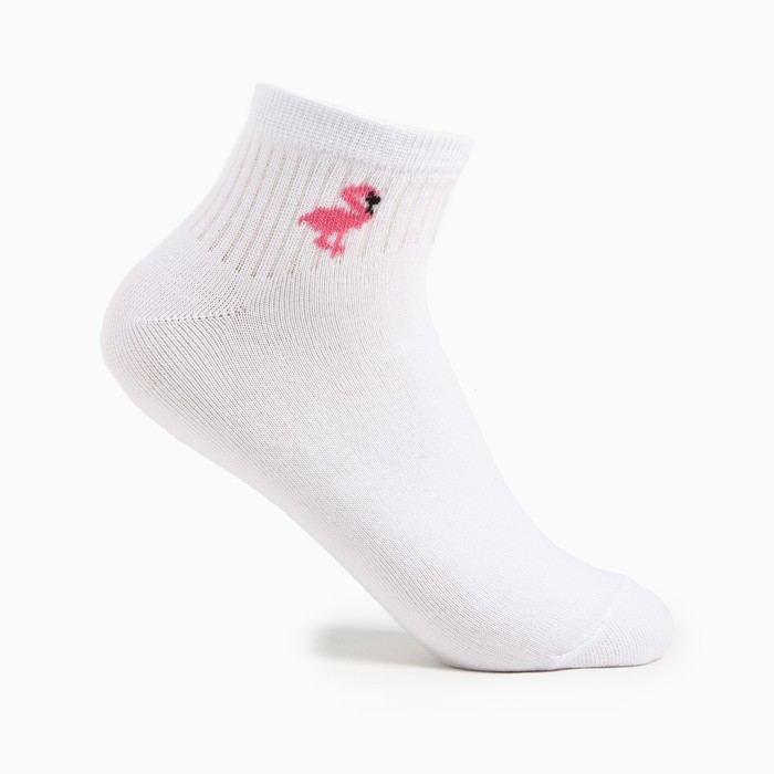 Носки женские укороченные  Фламинго, цвет белый, размер 23-25