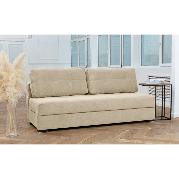 Прямой диван «Кардинал», без локтей, механизм еврокнижка, НПБ, велюр, цвет selfie cream