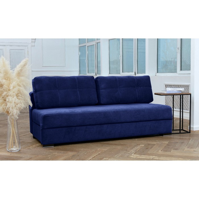 Прямой диван «Кардинал», без локтей, механизм еврокнижка, НПБ, велюр, цвет ultra midnight