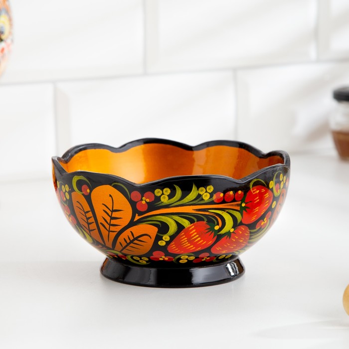 Салатник, резной, 16×10 см, хохлома