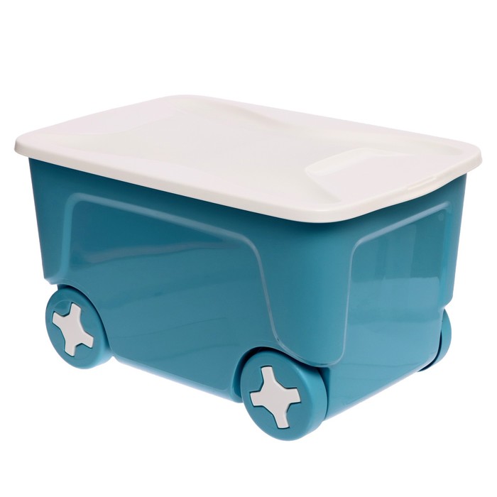 фото Детский ящик для игрушек cool, на колёсах 50 литров, цвет синий колокольчик plastic centre