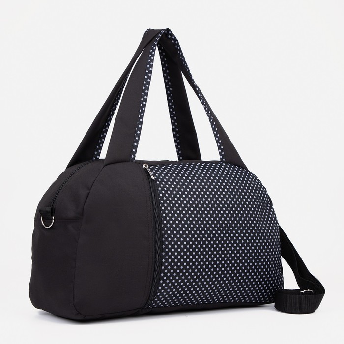 фото Сумка спортивная на молнии с подкладкой, наружный карман, цвет чёрный/белый зфтс