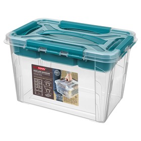 Ящик универсальный GRAND BOX, цвет голубой, с замками и вставкой-органайзером, 6,65 л . Ош