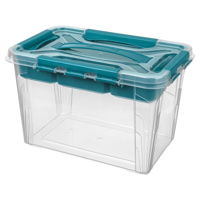 фото Ящик универсальный grand box, цвет голубой, с замками и вставкой-органайзером, 6,65 л . пластишка