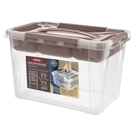 Ящик универсальный GRAND BOX, цвет коричневый, с замками и вставкой-органайзером, 6,65 л. Ош