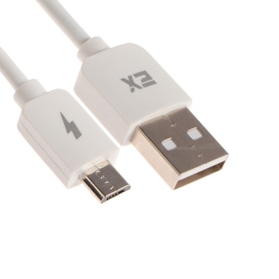 Кабель Exployd EX-K-998, microUSB - USB, 2-1 А, 1 м, силиконовая оплетка, белый