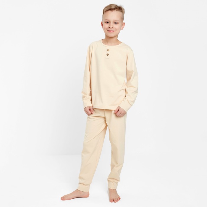 Пижама для мальчика (лонгслив, брюки) MINAKU цвет бежевый, рост 98 пижама для мальчика лонгслив брюки minaku цвет бежевый рост 122