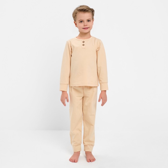 Пижама для мальчика (лонгслив, брюки) MINAKU цвет бежевый, рост 122 пижама для мальчика лонгслив брюки minaku цвет бежевый рост 122